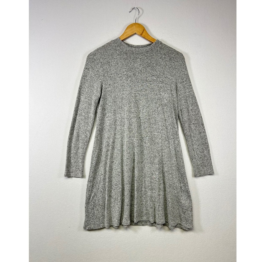 Minimalist Potter's Pot Women Small Gray Marl Long Sleeve Knit Skater Mini Dress